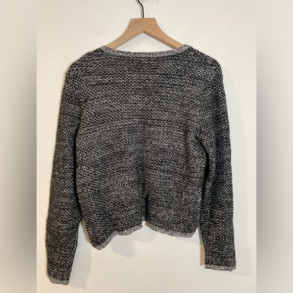 Elle Women's Black White Gray Knit Open Front Sweater Cardigan Size Medium - Picture 6 of 10